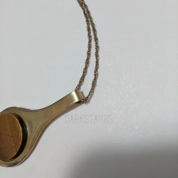 Vintage Tiger's Eye Statement Necklace Stamped 12K Gold Filled - Picture 4 of 6